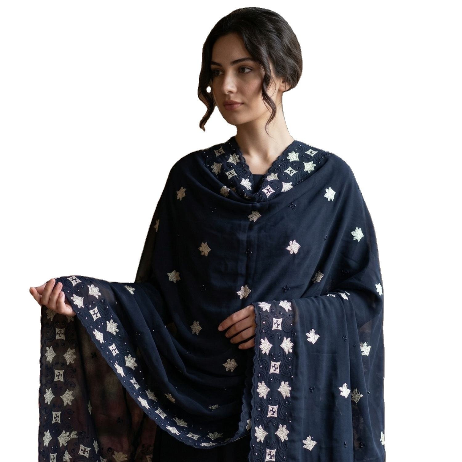 Swiss Voile Shawl – Floral, 180g Weight