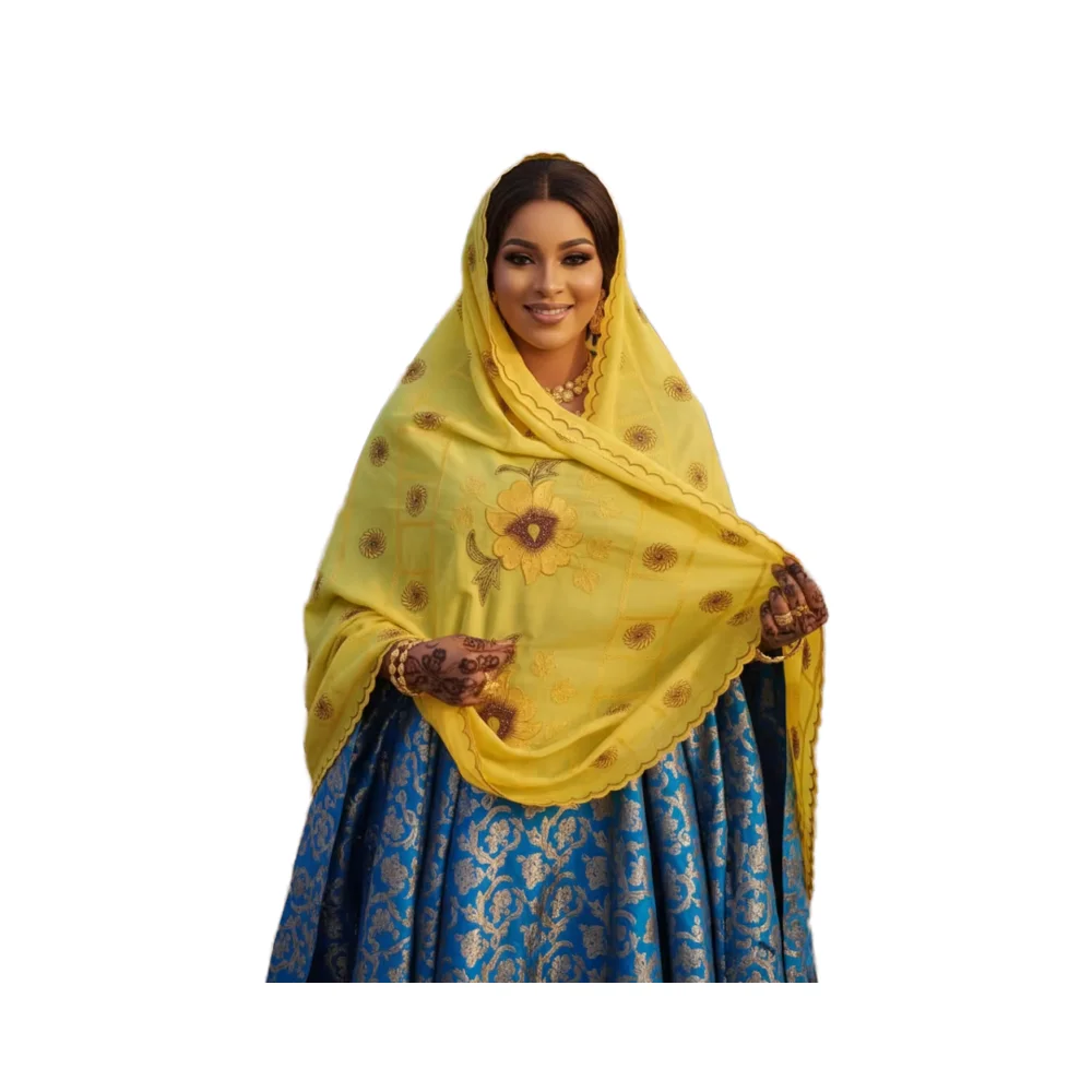 Chiffon Shawl – Grid Lattice Floral (view 2)
