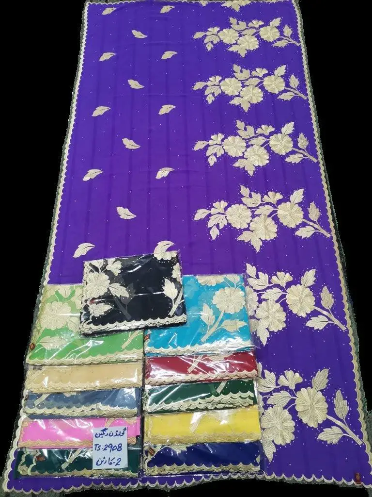 Chiffon Shawl – Floral with Stone Work, Ethnic Wrap