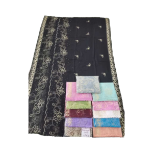 Swiss Voile Shawl – Net Lace Border Floral, Big Size