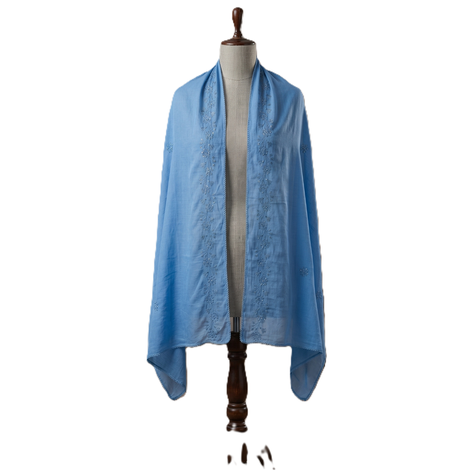 Swiss Voile Shawl – Floral Embroidered, Poly Cotton