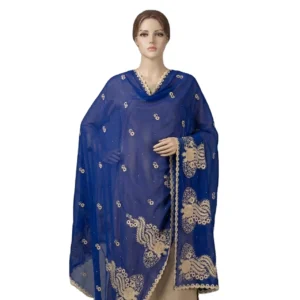 Chiffon Shawl – Floral Border, Multi Colour
