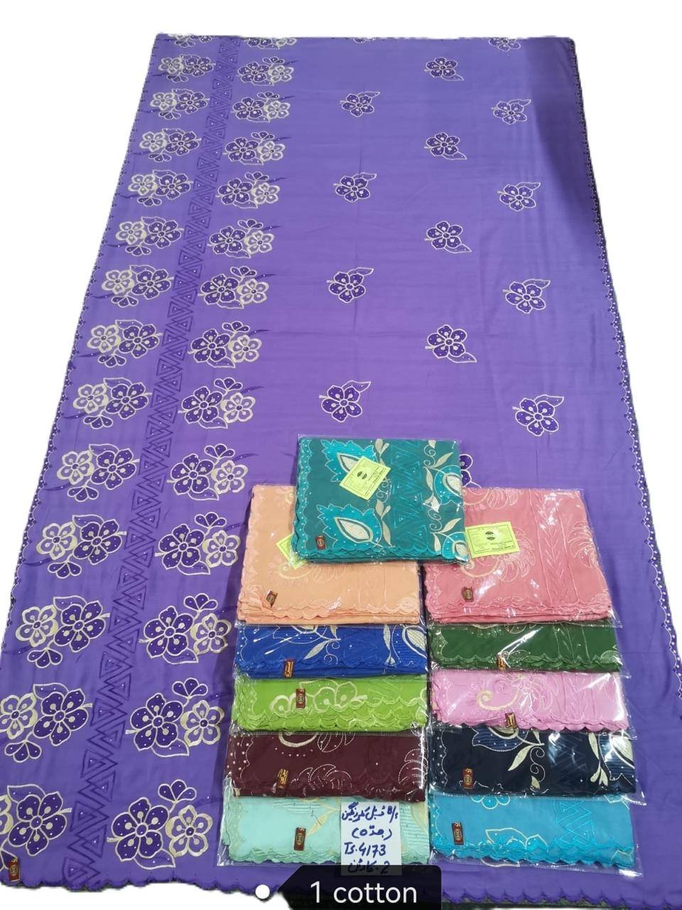 Swiss Voile Shawl – Floral with Scalloped Edge, Twelve Shades (view 4)