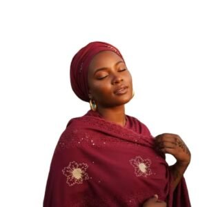Swiss Voile Shawl – Floral with Eyelet Lace Trim