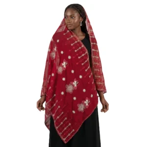 Chiffon Shawl – Floral with Scalloped Edge, Summer Formal