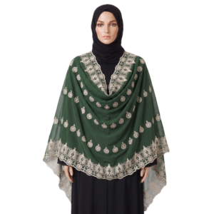 Swiss Voile Shawl – Sunflower with Scalloped Border
