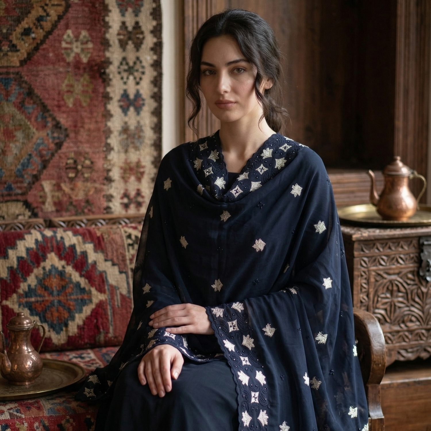 Swiss Voile Shawl – Floral, 180g Weight (view 3)