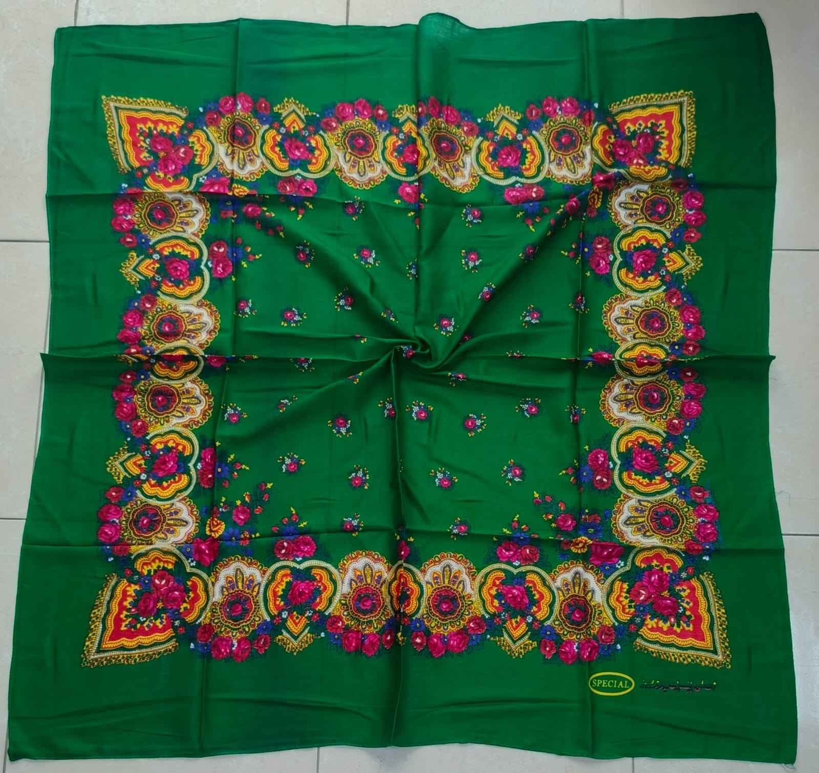 Floral Border Screen-Printed Square Scarf, 125 cm (view 4)