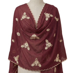 Swiss Voile Shawl – Floral Embroidered