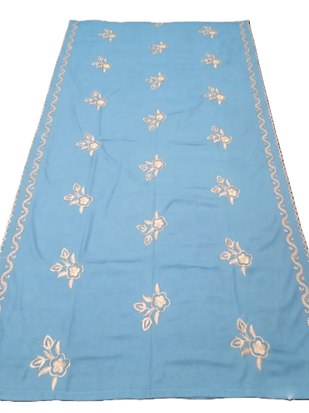Swiss Voile Shawl – Floral Embroidered, Summer Wrap (view 2)