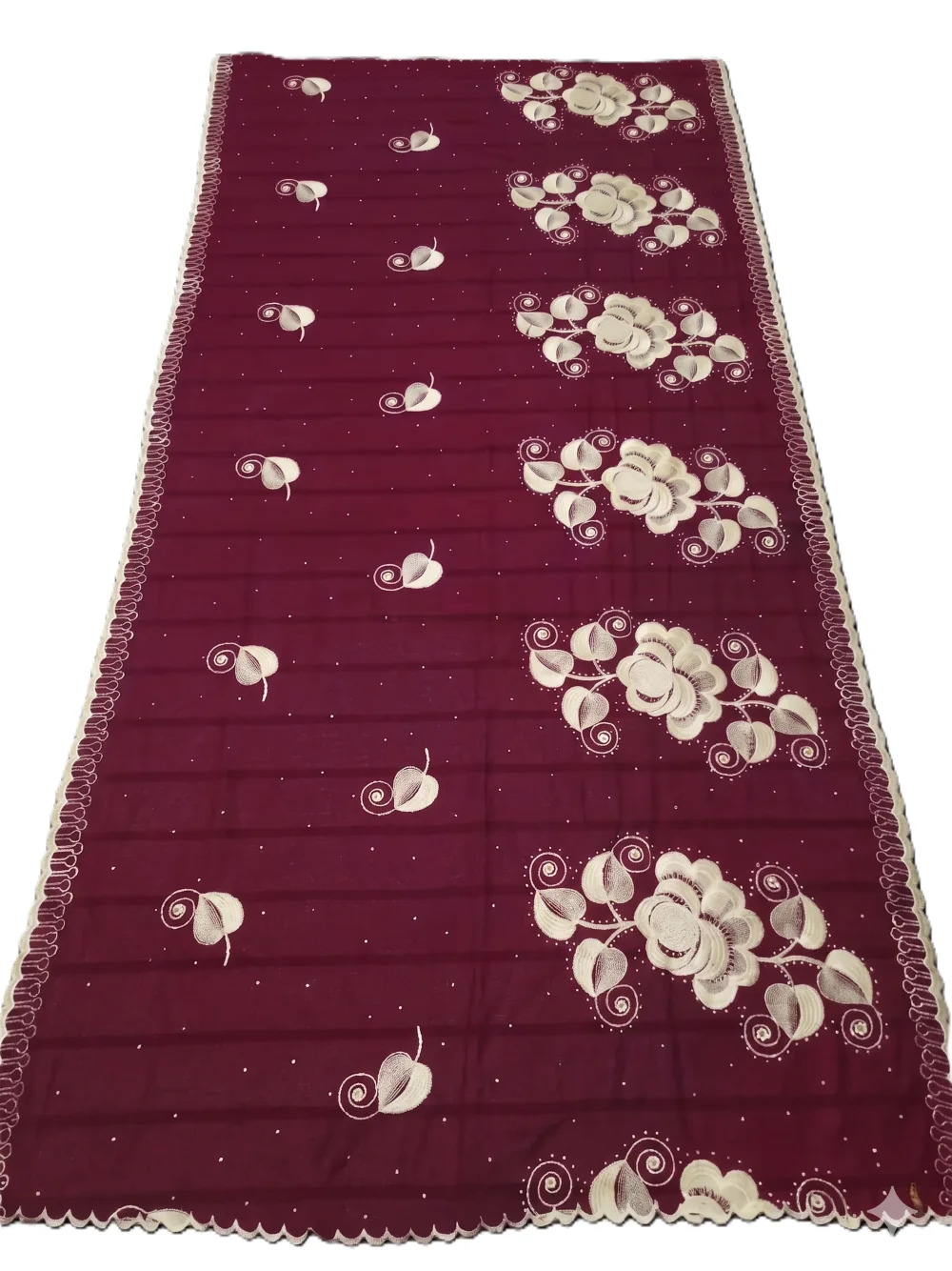 Chiffon Shawl – Star Crystal with Scroll Vine Border (view 2)