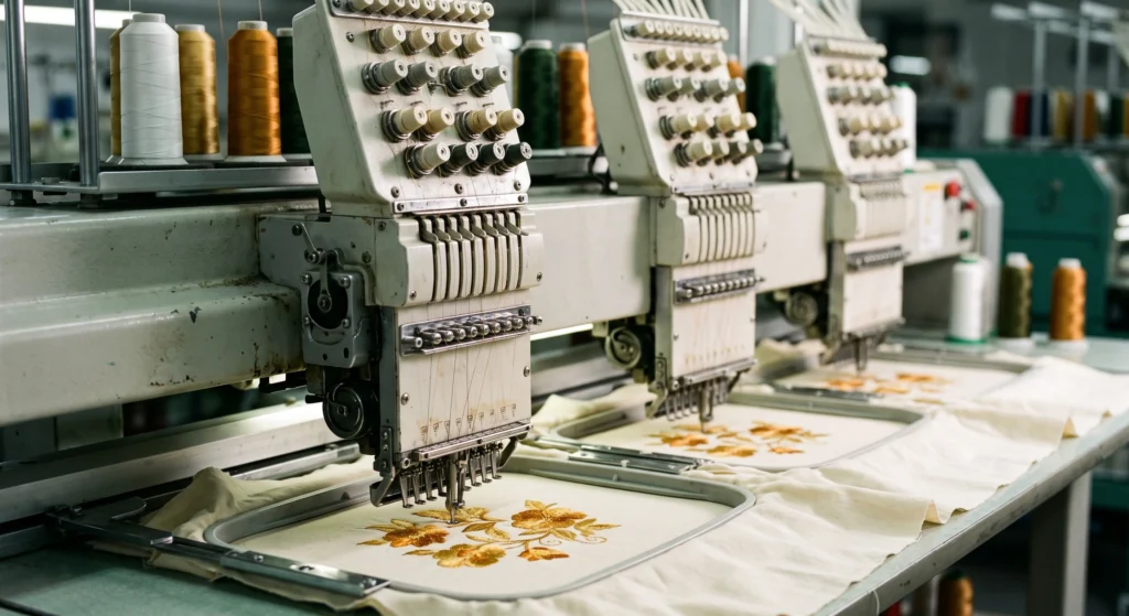 In-house embroidery units at the Al-Haram Enterprises factory in Multan, Pakistan